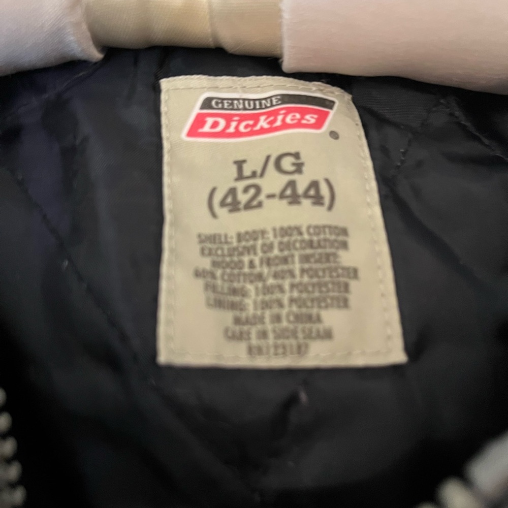 Dickies Distressed Men's Black Grey Thick working jacket Sz Large - Picture 2 of 6